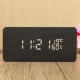 USB Voice Control Wooden Wooden Rectangle Temperature LED Digital Alarm Clock Humidity Thermometer