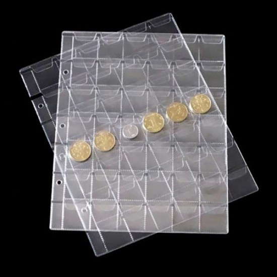 1 Sheet 42 Pockets Plastic Coin Holders Storage Collection Money Album Case
