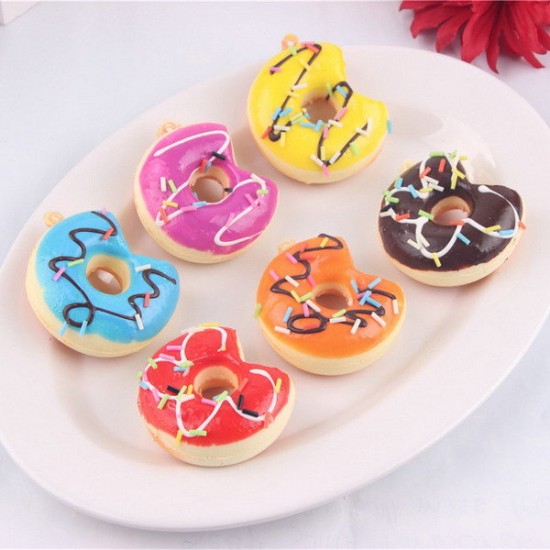 10PCS 5CM Random Color Bite a Donuts Squishy Cell Phone Crafts Cream Scented