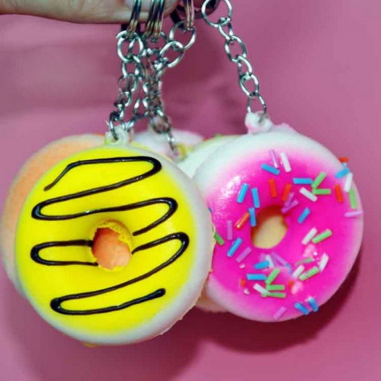 10PCS 5CM Random Color Squishy Donuts Cell Phone Strap Key Chain Scented