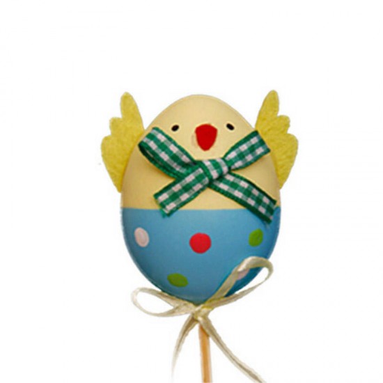 1Pcs Funny DIY Chick Design Plastic Coloring Painted Easter Egg With Stick For Easter Decorations Kids Gifts Toys Festival For Easter Home Party Favors