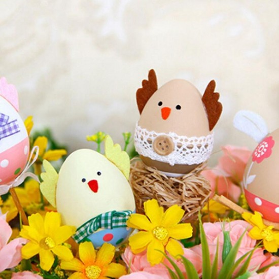 1Pcs Funny DIY Chick Design Plastic Coloring Painted Easter Egg With Stick For Easter Decorations Kids Gifts Toys Festival For Easter Home Party Favors
