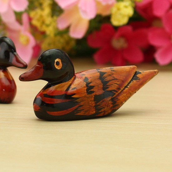 2PCS Wood Simulate Mandarin Duck Animal Small Ornament Garden Home Decoration