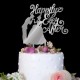 Custom Groom Bride Acrylic Mirror Silver Wedding Cake