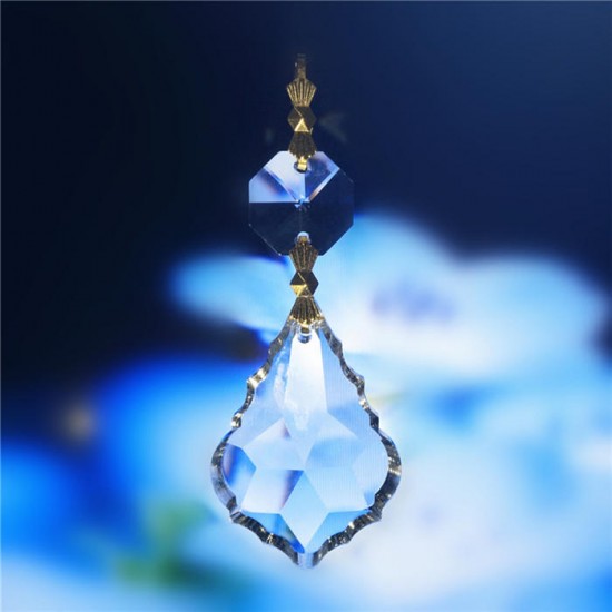 1 Pcs Clear Crystal Glass Maple Leaf Lamp Prisms Part Decoration Pendant Hanging 38x26mm