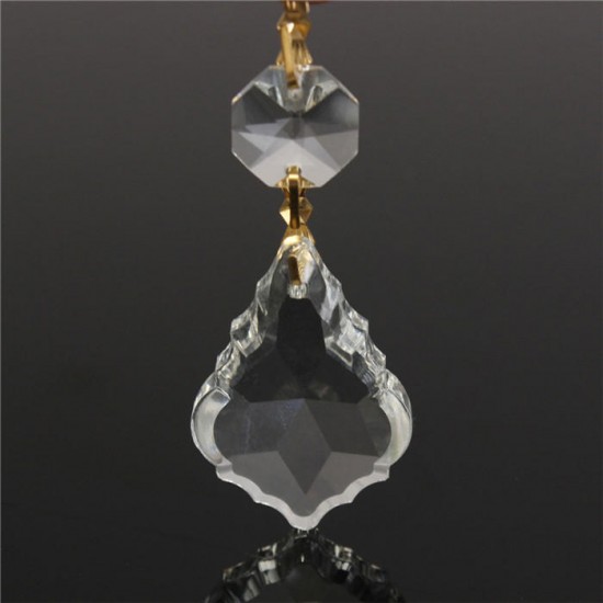 1 Pcs Clear Crystal Glass Maple Leaf Lamp Prisms Part Decoration Pendant Hanging 38x26mm