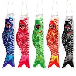1 Set 5Pcs Japanese Carp Flag Carp Banners Windsock Sailfish Koinobori Wind Streamer Multicolor Fish