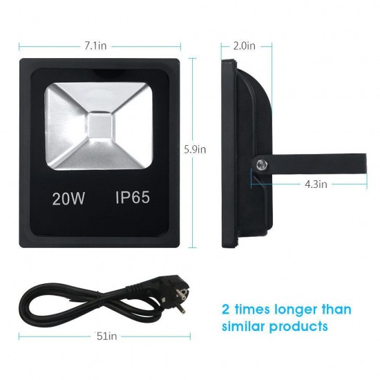 20W UV Flood Light with COB LED IP65 Waterproof Black Lights for Outdoor Halloween Neon Glow Party and Stage Lighting