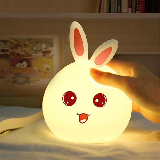 LED Small Night Light Sleeping Lamp Baby Room Rabbit Bear Light Kids Bed Lamps Remote Control