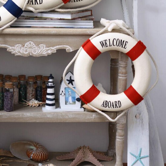Mediterranean Style Welcome Aboard Decorative Life Buoy Home Decor