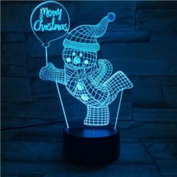 Merry Christmas Skiing Snowman USB 3D LED Lights Colorful Touch Night Light