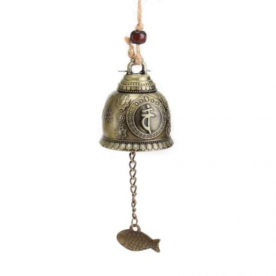 Vintage Alloy Buddha Statue Bell Blessing Feng Shui Wind Chime for Good Luck Fortune Crafts Home Car Hanging Decor  Home Car Hanging Decor Gift Crafts