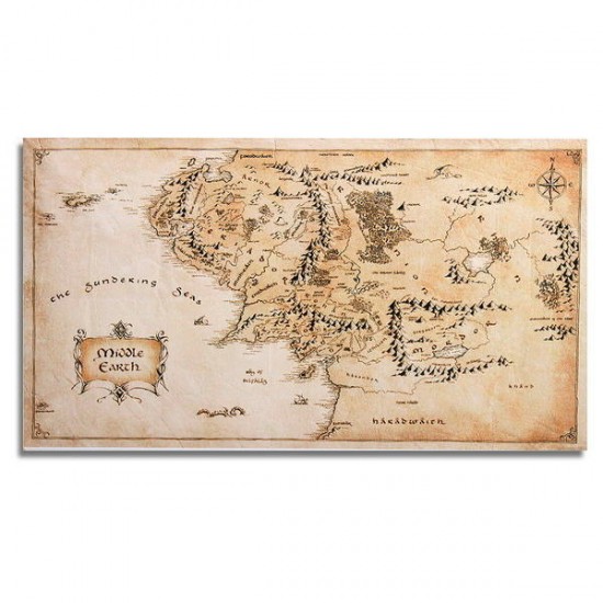 110x60CM Map of Middle Earth Lord of The Rings Silk Cloth Poster Home Decor