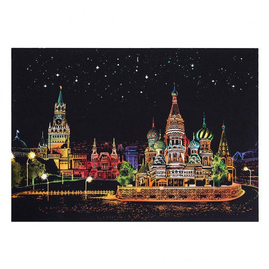 DIY Painting Scratch Scraping Drawing Paper World Sightseeing Pictures Creative Gift Home Decor Painting