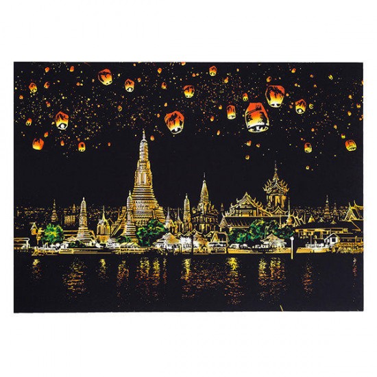 DIY Painting Scratch Scraping Drawing Paper World Sightseeing Pictures Creative Gift Home Decor Painting