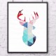 Geometric Coral Deer Frameless Canvas Prints Wall Art Picture Home Decoration