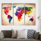 3 Pcs Abtract World Map Canvas Print Paintings Wall Art Picture Decor Unframed Home Decorations