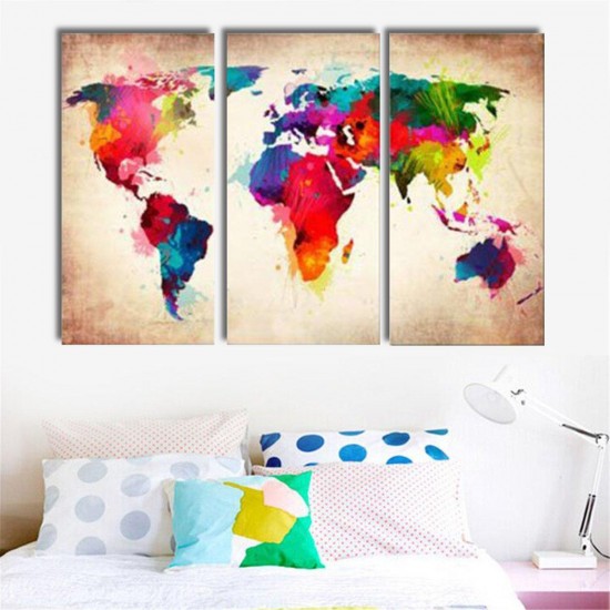 3 Pcs Abtract World Map Canvas Print Paintings Wall Art Picture Decor Unframed Home Decorations