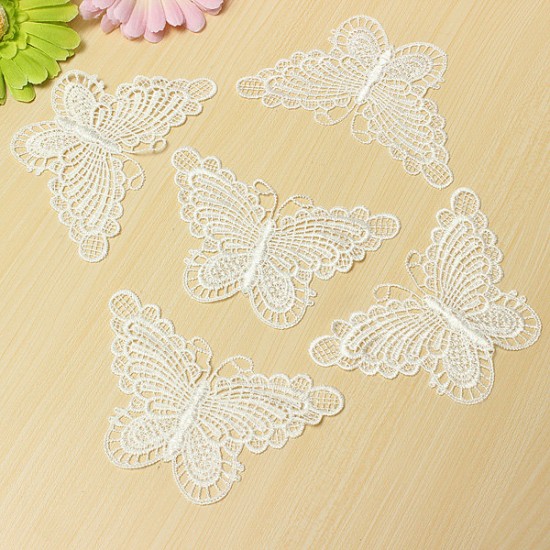 10 Beautiful White Venice Lace Butterfly Applique DIY Craft