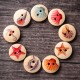 100 PCS Ocean Round Pattern Wooden Button Mixed 2 Hole Natural Sewing Handmade Clothes Buttons