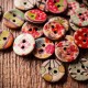 100 PCS Round Pattern Wooden Button Mixed 2 Hole Natural Sewing Children Handmade Clothes Buttons