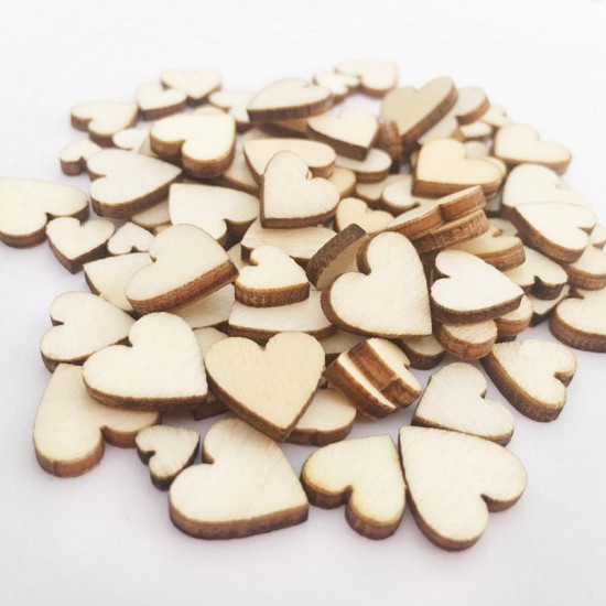 100 Pcs Mix 6/8/10/12mm Wooden Heart Shape Sewing Buttons DIY Decorative Handcraft Wood Slice