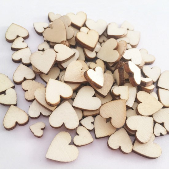 100 Pcs Mix 6/8/10/12mm Wooden Heart Shape Sewing Buttons DIY Decorative Handcraft Wood Slice