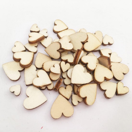 100 Pcs Mix 6/8/10/12mm Wooden Heart Shape Sewing Buttons DIY Decorative Handcraft Wood Slice