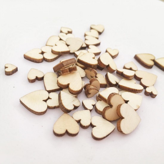 100 Pcs Mix 6/8/10/12mm Wooden Heart Shape Sewing Buttons DIY Decorative Handcraft Wood Slice