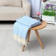 100% Cotton EHC Herringbone Single Or King Sofa Armchair Blankets Throw White & Blue