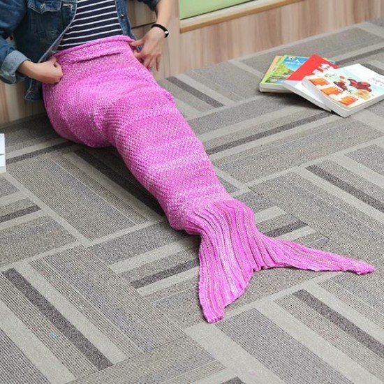 135X42CM Yarn Knitting Mermaid Tail Blanket Birthday Gift Warm Blanket Bed Mat Sleep Bag