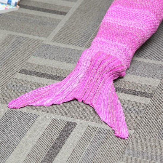 135X42CM Yarn Knitting Mermaid Tail Blanket Birthday Gift Warm Blanket Bed Mat Sleep Bag