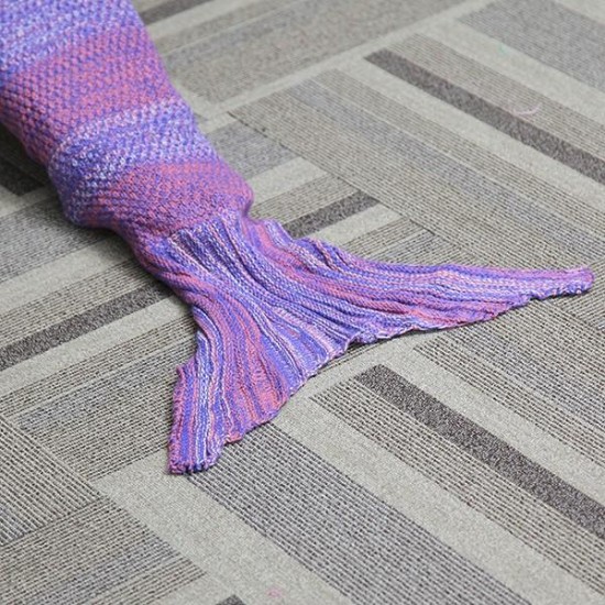 135X42CM Yarn Knitting Mermaid Tail Blanket Birthday Gift Warm Blanket Bed Mat Sleep Bag