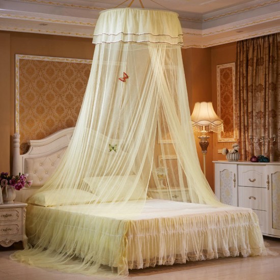 Elegant Ceiling Round Mosquito Net Romantic Butterfly Princess Insect Bed Canopy Netting Lace Curtain For Bedding Mosquito Nets