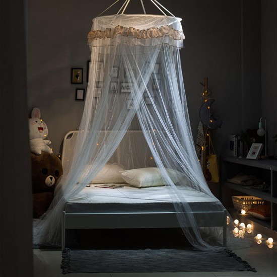 Princess Hanging Round Lace Canopy Bed Netting Comfy Student Dome Mosquito Net Insect Bed Canopy Net
