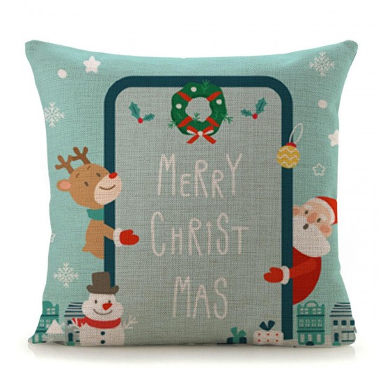 18'' Christmas Cotton Pillow Case Linen Cushion Cover Merry Christmas Home Decoration