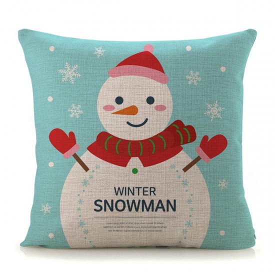 18'' Christmas Cotton Pillow Case Linen Cushion Cover Merry Christmas Home Decoration