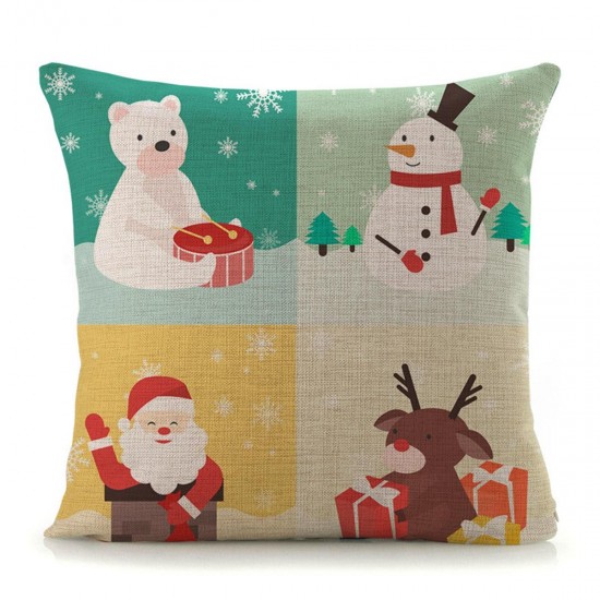 18'' Christmas Cotton Pillow Case Linen Cushion Cover Merry Christmas Home Decoration