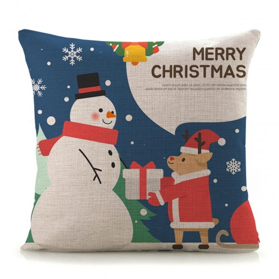 18'' Christmas Cotton Pillow Case Linen Cushion Cover Merry Christmas Home Decoration