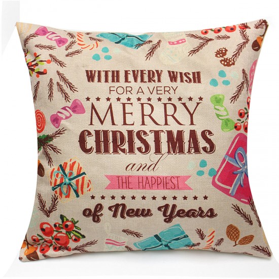 18"x18"Christmas LED Lights Linen Pillow Case Cushion Cover Sofa Case Home Decor