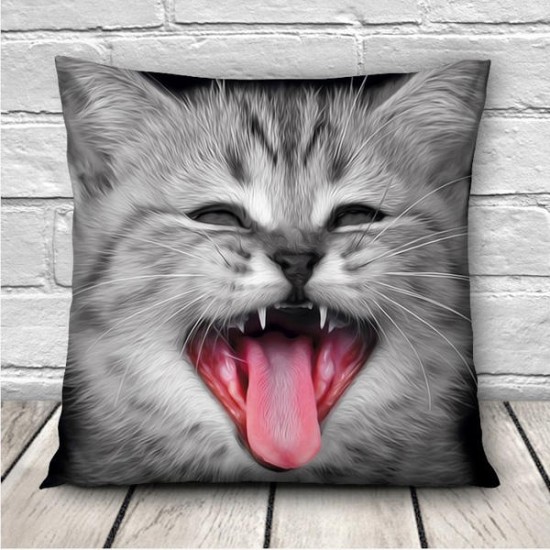 3D Cute Expressions Cats Throw Pillow Cases Sofa Office Car Cushion Cover Gift