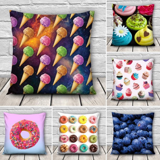 3D Sweet Food Patterns Throw Pillow Case Home Sofa Car Waist Cushion Cover