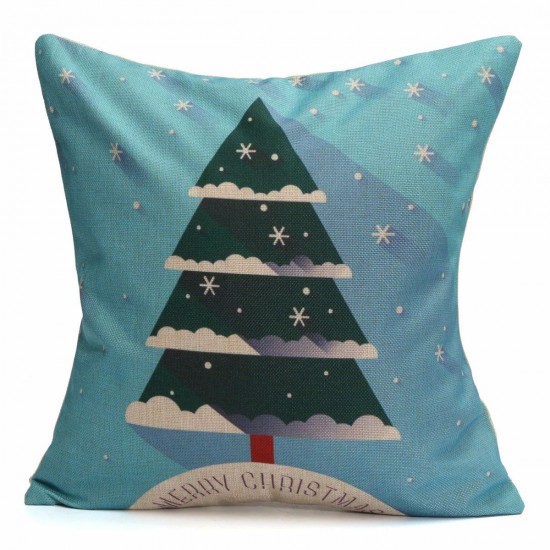 43X43cm Christmas Tree Snowmen Gift Fashion Cotton Linen Pillow Case Santa Claus Home Decor