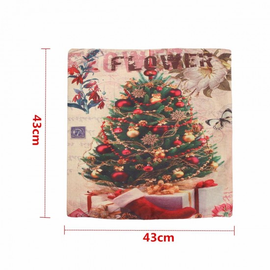 43X43cm Christmas Tree Snowmen Gift Fashion Cotton Linen Pillow Case Santa Claus Home Decor