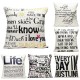 43x43cm English Letter Fashion Cotton Linen Pillow Case Home Sofa Seat Bed Car Cushion Decor