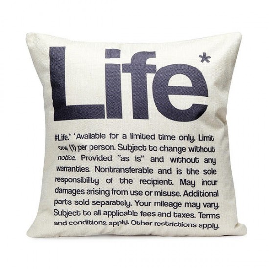 43x43cm English Letter Fashion Cotton Linen Pillow Case Home Sofa Seat Bed Car Cushion Decor