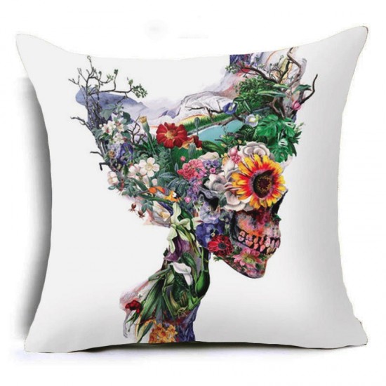 Honana 45x45cm Home Decoration Colorful Oil Painting Animals and Skull 6 Optional Patterns Cotton Linen Pillowcases Sofa Cushion Cover