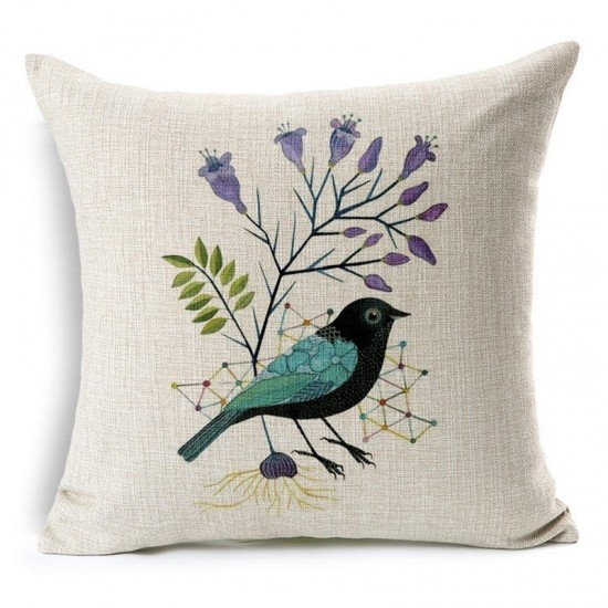 Honana 45x45cm Home Decoration Flower and Bird 7 Optional Patterns Cotton Linen Pillowcases Sofa Cushion Cover