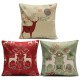 Vintage Christmas Series Deer Throw Pillow Case Linen Cotton Square Sofa Cushion Cover