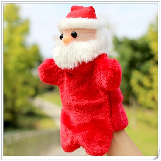 Creative Christmas Santa Claus Gloves Dolls Puppet Plush Toys Role Play Dolls for Children